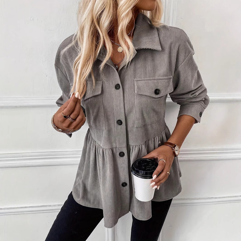 Casual Doll Shirt Coat Corduroy Shirt For Women