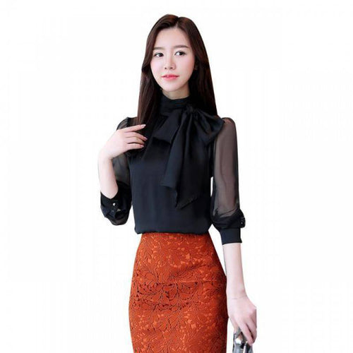 Bow Chiffon Shirt For Women