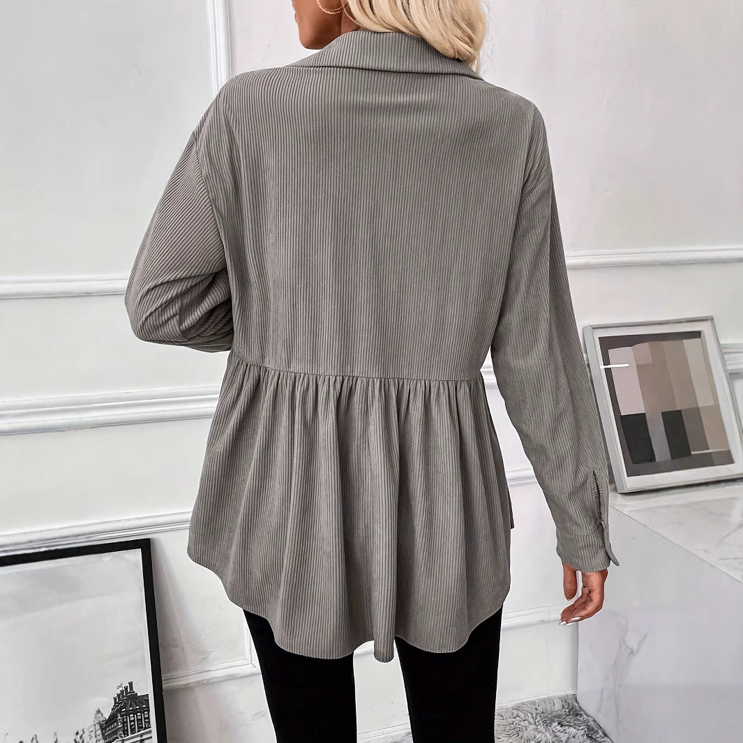 Casual Doll Shirt Coat Corduroy Shirt For Women