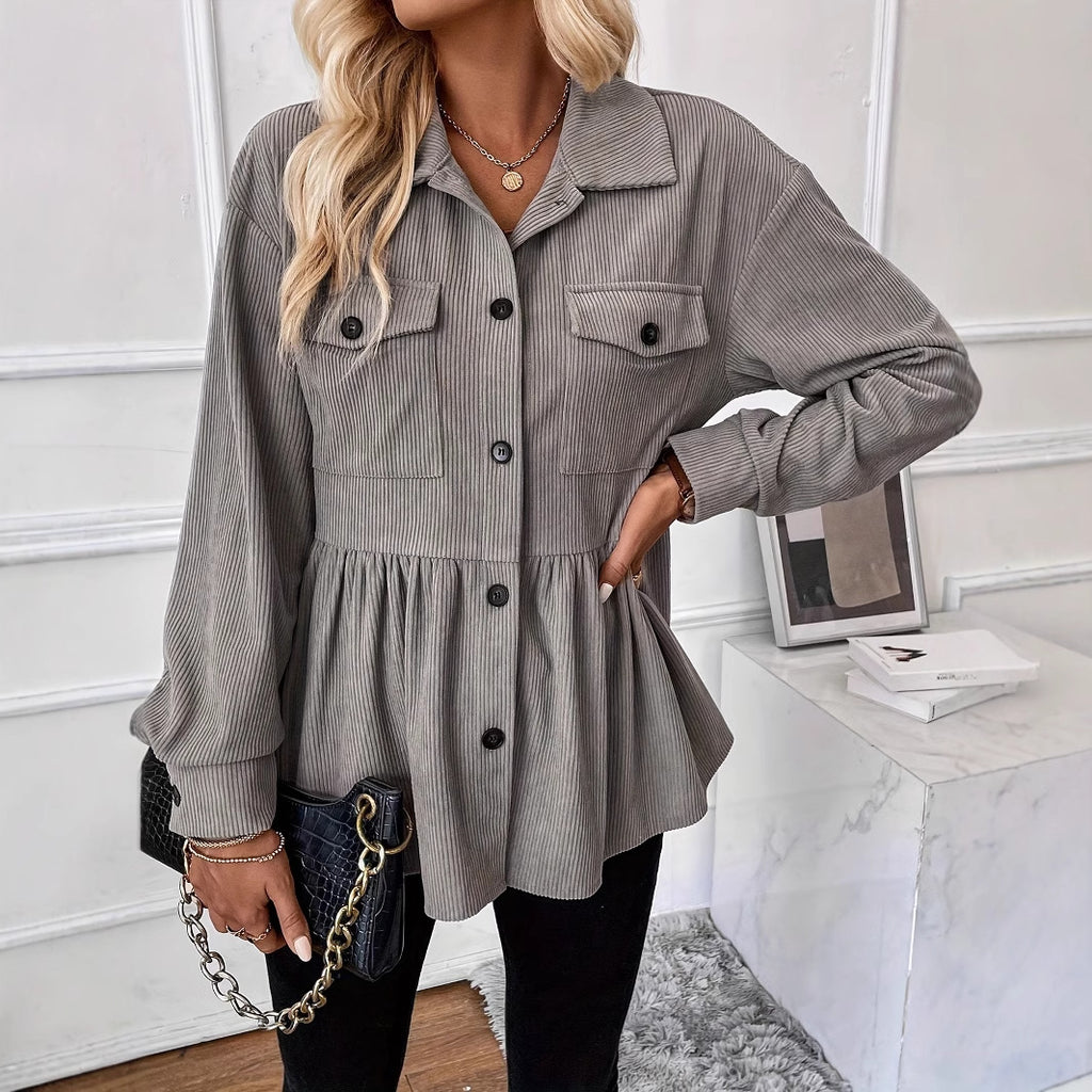 Casual Doll Shirt Coat Corduroy Shirt For Women