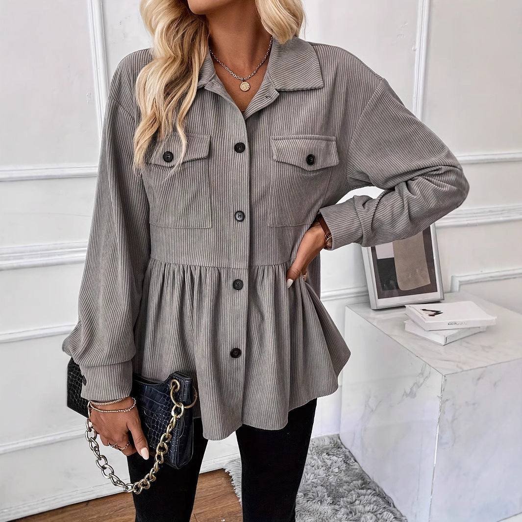 Casual Doll Shirt Coat Corduroy Shirt For Women