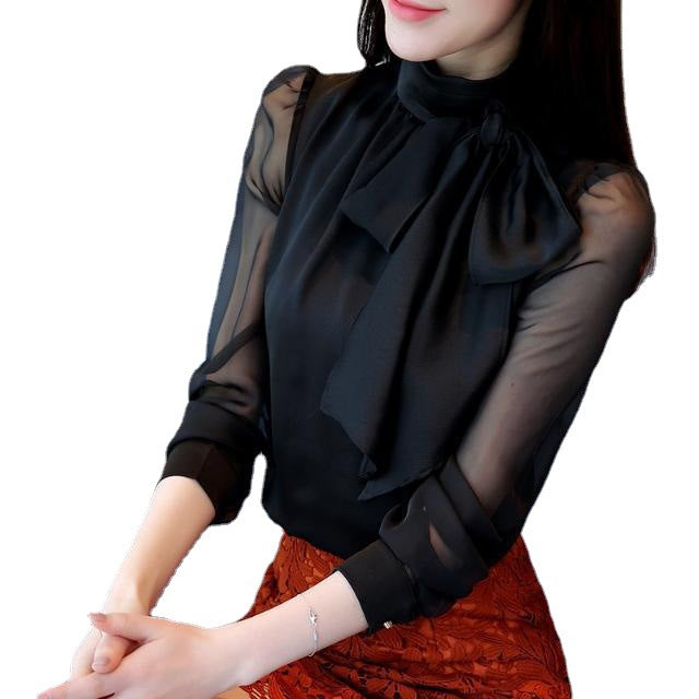 Bow Chiffon Shirt For Women