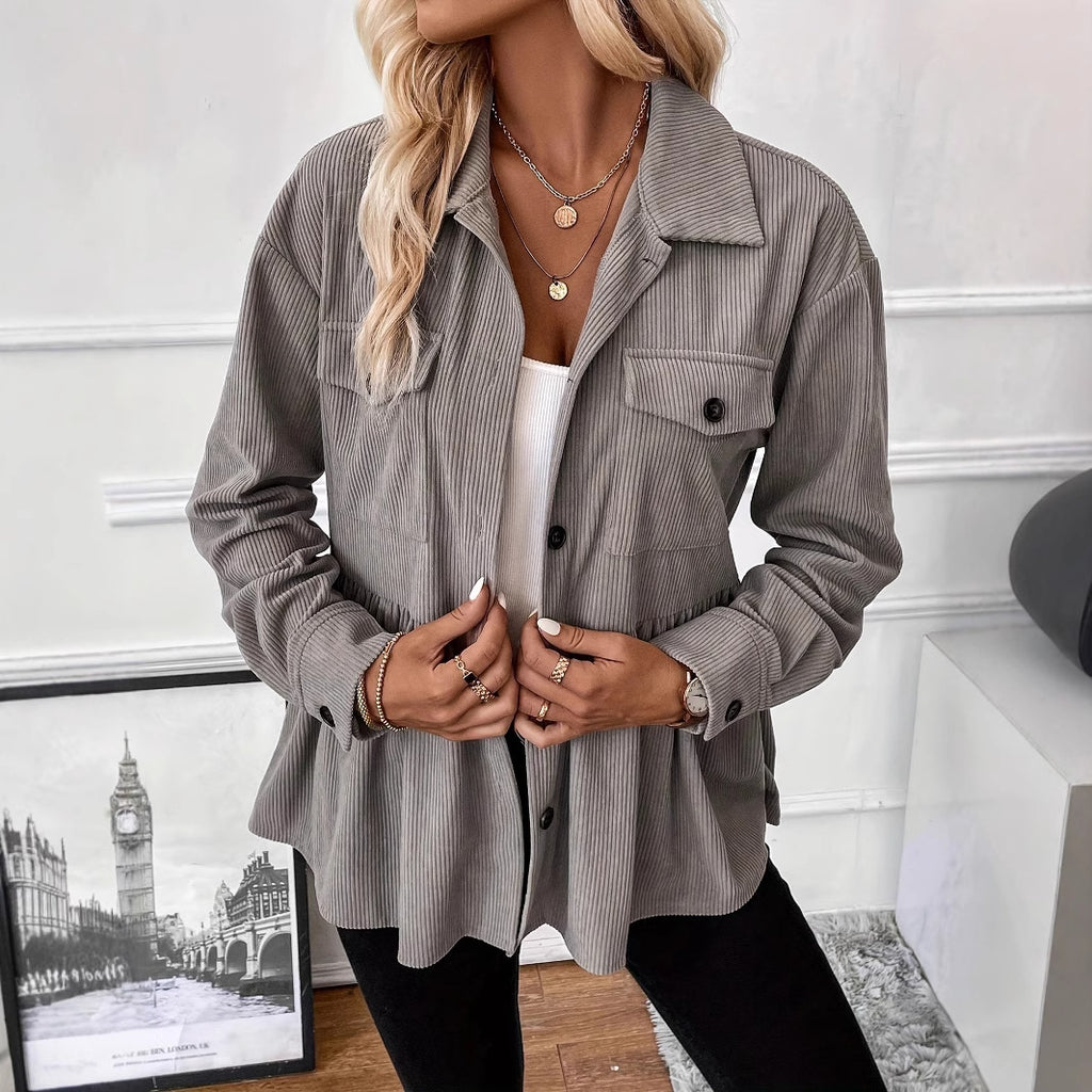 Casual Doll Shirt Coat Corduroy Shirt For Women