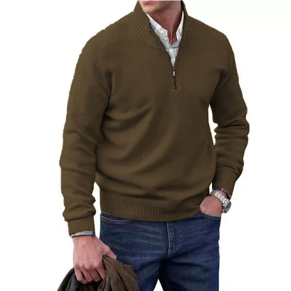 Men's Cashmere Zipper Basic Sweater