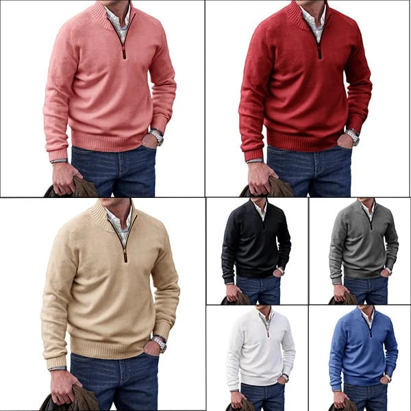 Men's Cashmere Zipper Basic Sweater