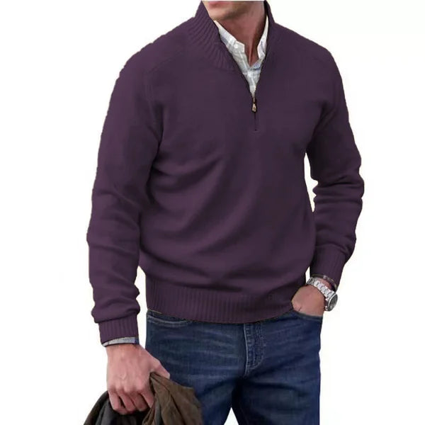 Men's Cashmere Zipper Basic Sweater