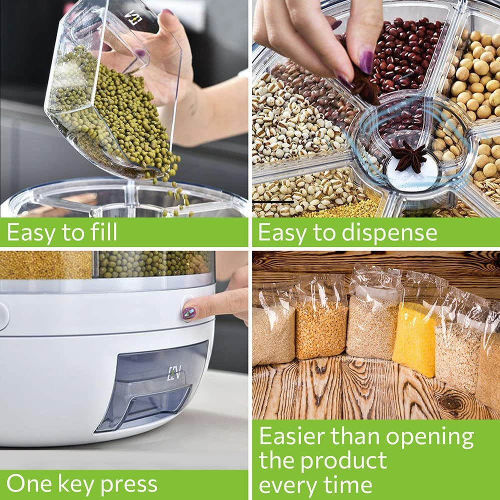 360° Rotating Rice Dispenser Food Dispenser 6 in 1